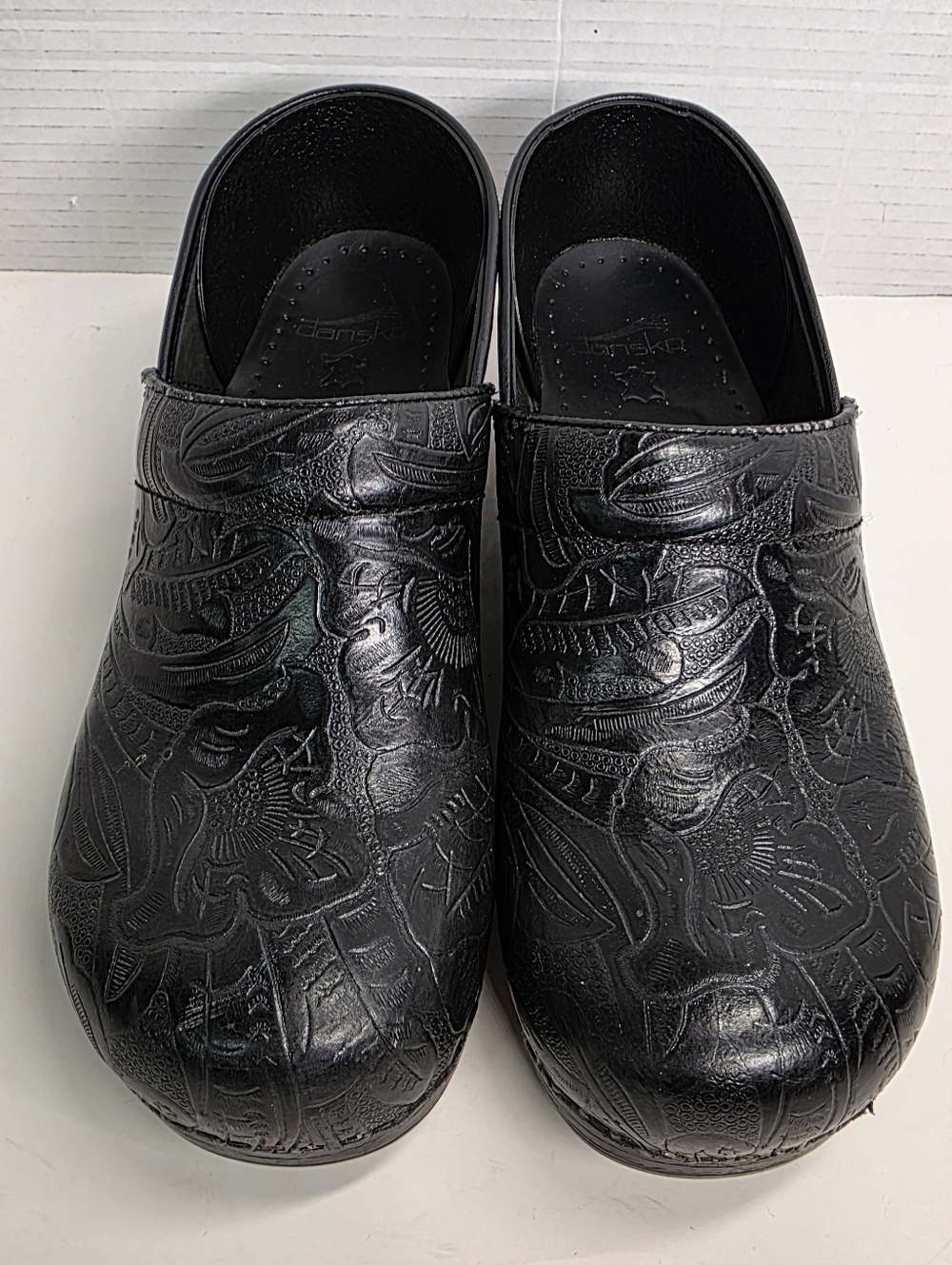 Dansko Black Embossed Leather Clogs - Picture 2 of 14